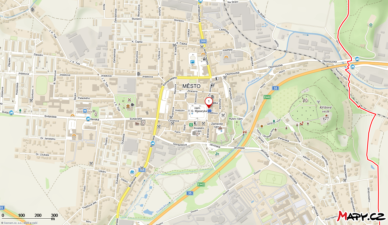 Mapa – dům v Moravské Třebové na prodej